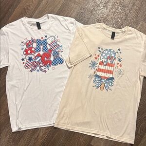 Gildan Softstyle Patriotic Graphic T-Shirts - White and Cream